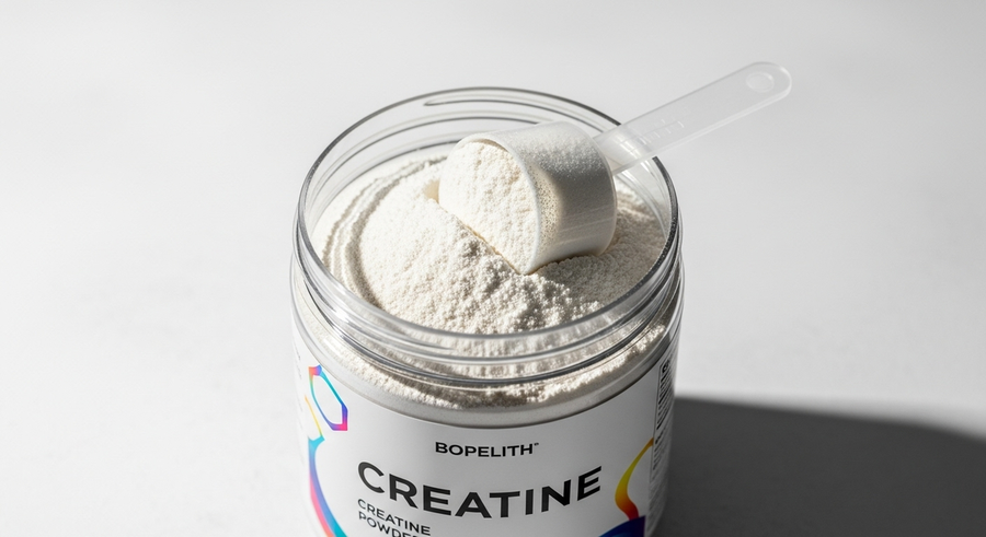 Creatine supplement powder with scoop - sports nutrition guide
