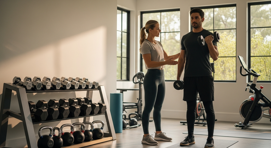 Home personal training in luxury home gym