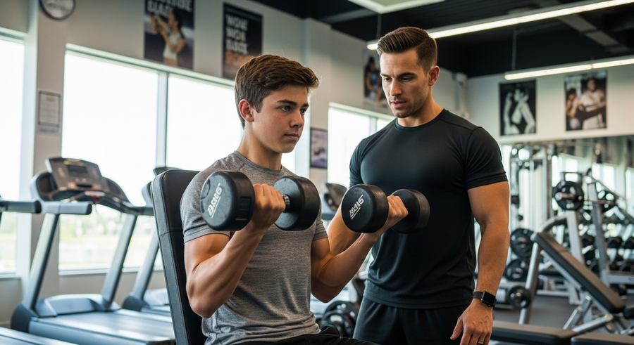 Youth fitness training session with personal trainer